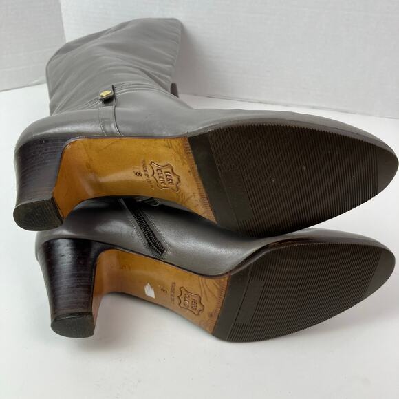 Salvatore Ferragamo Vintage Gray Heeled Tall Ridding Boots Size 8 B Narrow Worn - Picture 13 of 16
